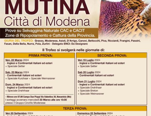 1° TROFEO MUTINA CITTA’ DI MODENA: SABATO 21 SETTEMBRE 2024 SPECIALE SPINONI