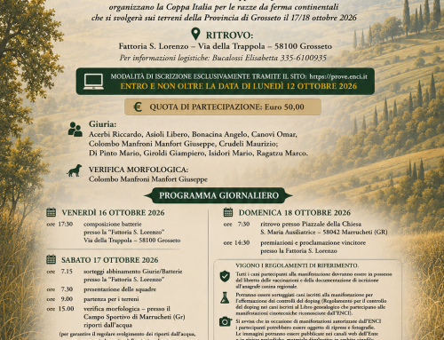 17-18 OTTOBRE 2026: GROSSETO OSPITA LA XXVI COPPA ITALIA PER LE RAZZE DA FERMA CONTINENTALI