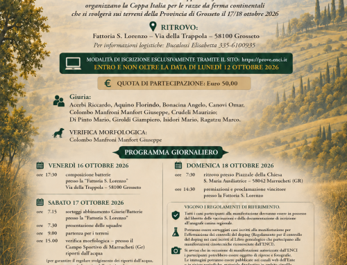 17-18 OTTOBRE 2026: GROSSETO OSPITA LA XXVI COPPA ITALIA PER LE RAZZE DA FERMA CONTINENTALI